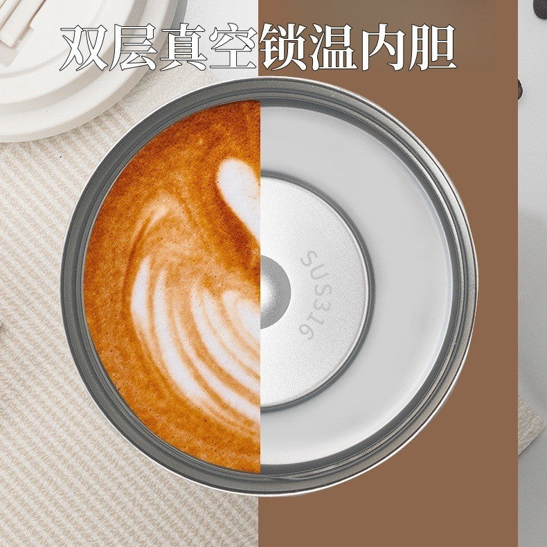Accessible luxury lily of the valley coffee cup outdoor double drink thermos cup for boys and girls high value 316 stainless steel straw water cup