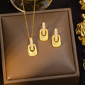 [set] cross-border unique ring pendant earrings gold niche design necklace women's fashion accessible luxury clavicle chain