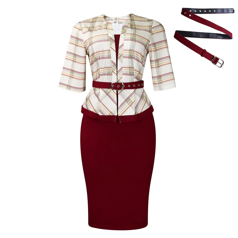 D573 women's foreign trade  new fashion elegant patchwork bodycon pencil skirt ol african european and american dress