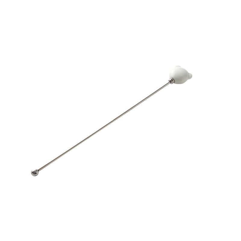 Candy-colored ceramic bear head stirring stick - anti-scald, high-style coffee stirrer & 304 stainless steel wine stirrer