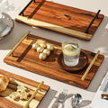 Creative acacia wood double-handle wooden tray - perfect for home baking, fruits, desserts, and tea. wholesale direct from the manufacturer