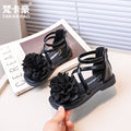 girls' sandals: new summer korean style children's shoes, fashionable floral princess sandals, little girl's roman sandals