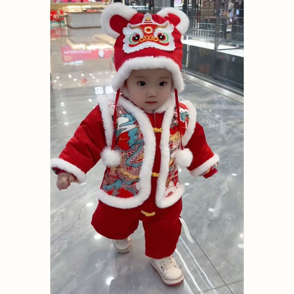 Baby winterthickened new year's day festive clothes toddler winter outwear baby new year's clothes winter cotton one-piece