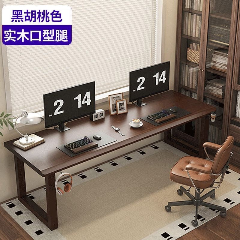 Solid wood large panel computer desk - desktop bedroom home office desk - extended length workstation - double gaming table