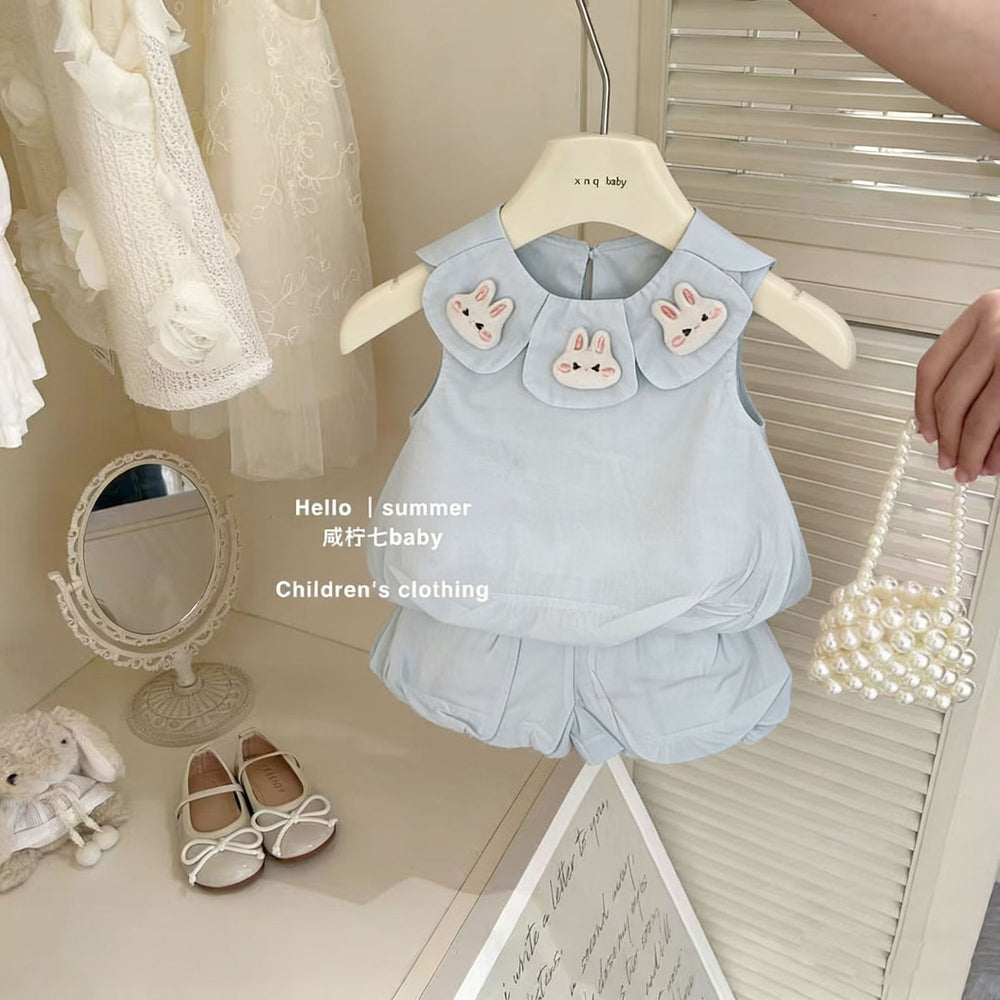 【dropshipping】girls' summer outfit set - fresh new style baby shorts princess two-piece top - kids' summer no-show