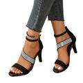 European and american rhinestone high heel sandals, plus size, 2026 summer new arrival, stiletto heel, cross-border one-strap sandals for women, in stock