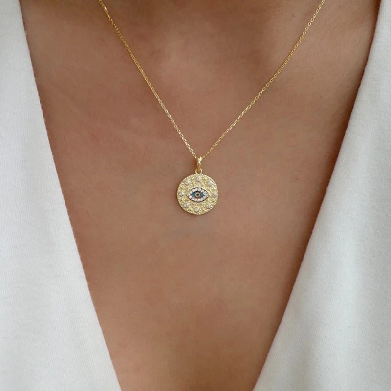 Wholesale solitaire necklace - european & american cross-border high-end jewelry - women's fashion gold-plated devil's eye punk style choker