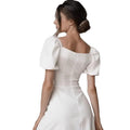 fall/winter new arrival: white bubble sleeve dress - ethereal & chic, european & american style, high-end fashion