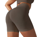 seamless tight pure color peach hip lifting high waist body shaping yoga shorts sports running fitness three-quarter pants for women