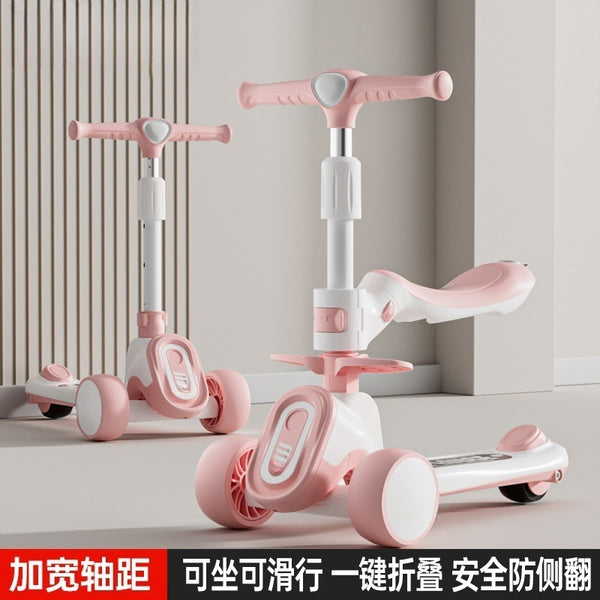 New children's scooter 1-6 year old baby can sit, ride and fold with one click children's toy car scooter