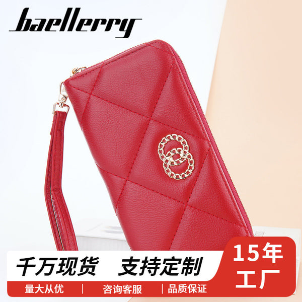 Ms. Baellerry Medium and Long Portable Organ Card Bag Multi-Card Position Zipper Change Bag Quilted Wallet Ladies