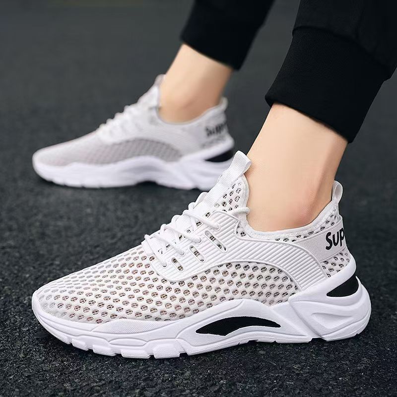 2025 new winter men's breathable lightweight single mesh hollow-out mesh sports running casual mesh shoes - trendy men's sneakers