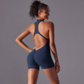 New arrival cross-border pure color high-strength nude tight sports beautiful back jumpsuit yoga wear tight running fitness wear