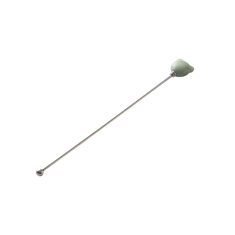 Candy-colored ceramic bear head stirring stick - anti-scald, high-style coffee stirrer & 304 stainless steel wine stirrer