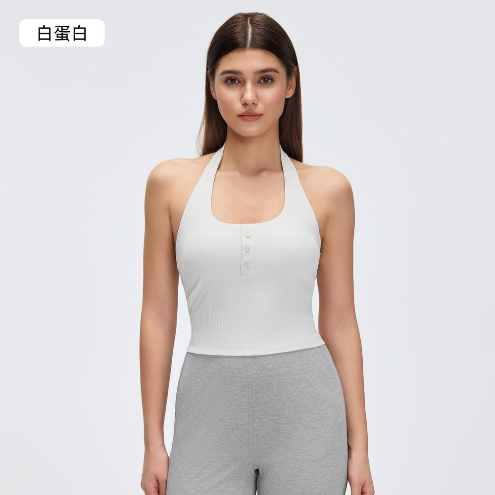 Henri collar halter vest for women with chest pad silmslimming look yoga clothes running training fitness clothes topsd26051