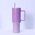Custom leopard print handle car cup, 304 stainless steel vacuum insulated tumbler, large capacity portable cooler, ice bucket cup