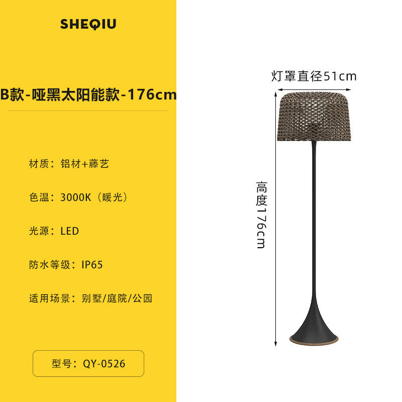 Outdoor waterproof floor lamp villa courtyard light terrace balcony light outdoor hand-woven lawn lamp bedroom table lamp