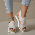 Wish  new arrival  fashion tie back fish mouth thick sole fly weaving casual women's sandals 43 size cross-border plus size