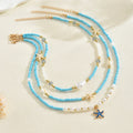 Rice beads necklace wholesale cross-border summer bohemia small fresh jewelry fashion pearl starfish vacation clavicle chain