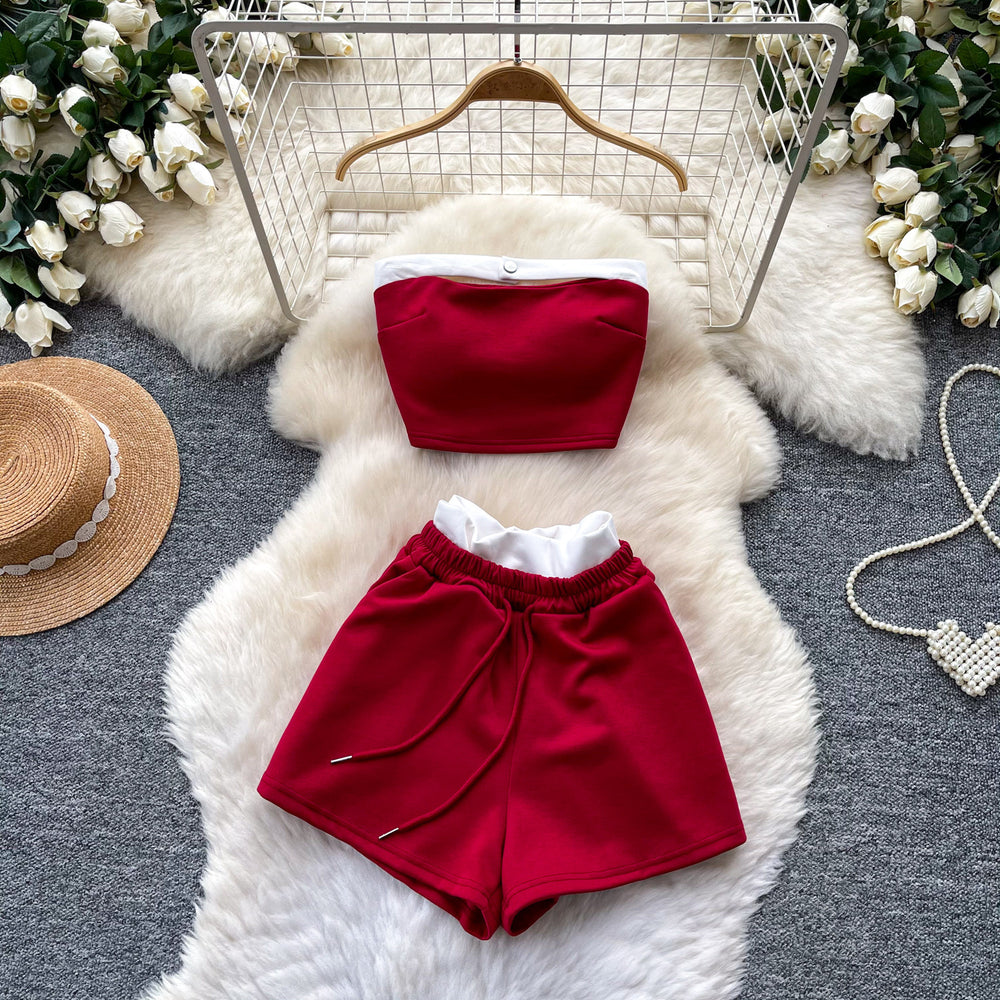 Pure desire hot girl halter sexy vest suit women's summer two-piece set fashion slimming lookcasual sports pure desire style