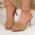 2026 summer new fashion open-toe stiletto suede high heel sandals - comfortable casual style fashion slides