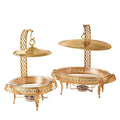 Luxury gold stainless steel hot pot - professional-grade buffet warmer with alcohol burner, ideal for hotel banquets. in stock