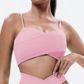 New solid color eco-friendly polyester sports bra for women - running, barely-there feel, fitness tank top with padded bra