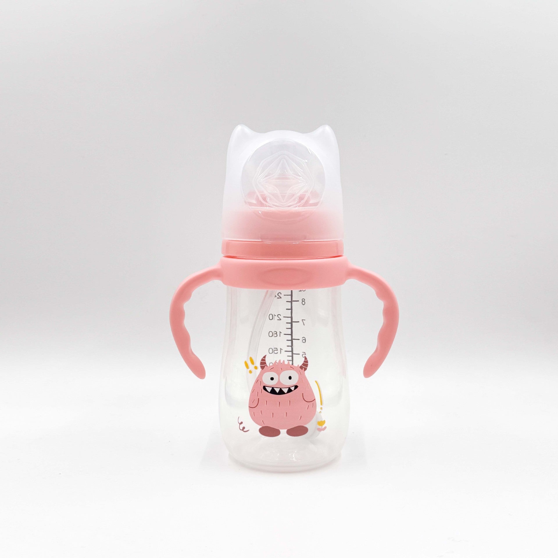 English boxed pacifier 210/240/300ml Monster series with handle PP bottle with straw