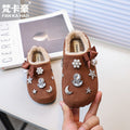 Kids winter half mule birkenstock shoes new arrivalk-stylegirlfashion rhinestone heattech cotton shoes for children