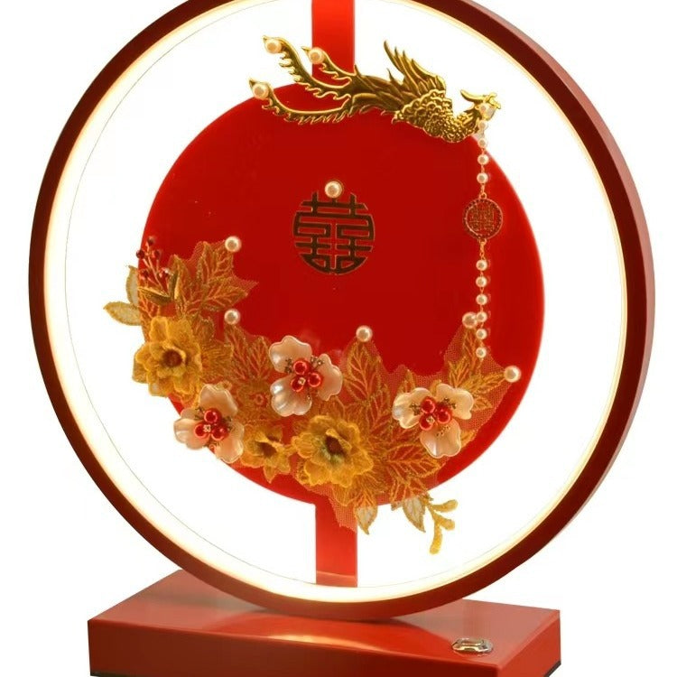 Red festive wedding table lamp bedroom bedside lamp wedding room everlasting light gift wedding creative led warm romantic