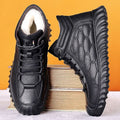 Men's winter warm cotton shoes - fleece lined, non-slip, casual high-top cotton shoes for men, elderly cotton shoes, men's leather cotton shoes for seniors
