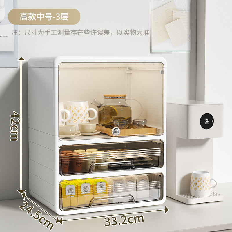 Storage box, drawer, multi-layer snack rack, kitchen desktop, tea cup rack, tea set, storage rack, water cup rack.