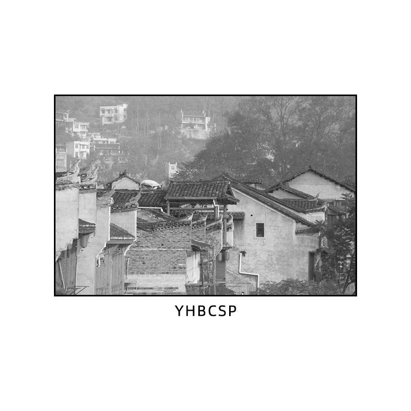 Hunan restaurant hanging paintings old Changsha Chinese hotel restaurant box hanging paintings retro nostalgic Hunan black and white architectural murals