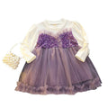 Girls' spring mesh princess dress - kids' round neck sequin party dress with long sleeves and layered tulle skirt