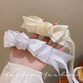 Sweet white bowknot flower hair clips - mori style handmade rose double ponytail clips - lolita hair accessories & headwear