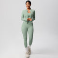 European and american new high-waisted tight-fitting pocket yoga outfit set - quick-dry brushed fabric, outdoor running fitness activewear three-piece set