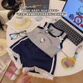 Girls' summer outfit: new 3d bowknot cartoon print tank top and lace shorts set - wholesale & dropshipping available