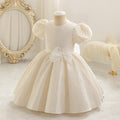 Ready-to-ship girls' dress - baby's first birthday tutu princess dress - white wedding dress - puff sleeve short style - wholesale