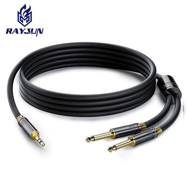 Lei Jun-906 audio cable 3.5 rpm dual 6.5 mobile phone electronic organ power amplifier one point two big two core 6.35mm audio