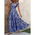 Shipped: bestselling new printed v-neck, cinched-waist maxi dress for independent e-commerce stores – european and american cross-border summer dress