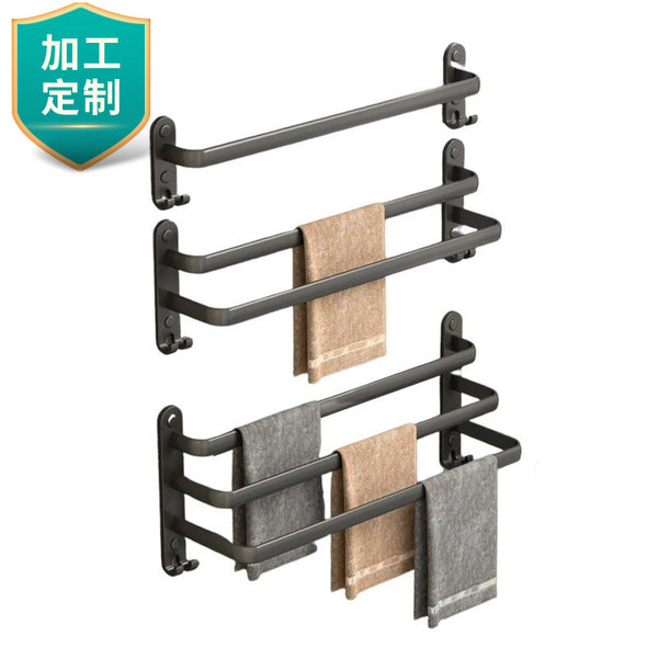 Customized processing, no punching towel bar single bar toilet multi-layer bath towel hanging rod bathroom hanger rack