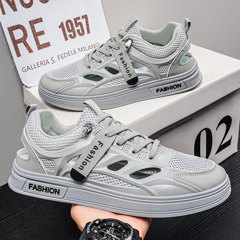 Men's white shoes summer hollow crocs men's breathable easiest for match sneakers wading and river tracing shoes student sandals men