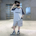 Boys' summer outfit set : new stylish summer kids' short-sleeve fashionable sportswear two-piece set, trendy summer style for boys