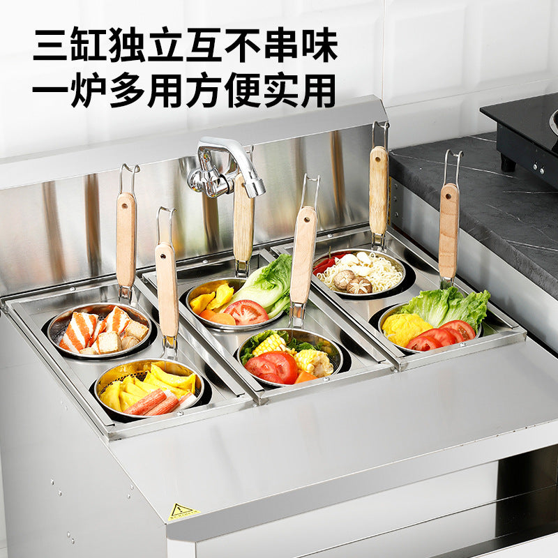 Commercial vertical stainless steel electric hot pot multi-function desktop soup stove with powder fence porous hot noodle pot canteen noodle stove