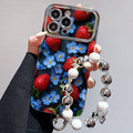 Suitable for iphone 16 retro strawberry forget-me-not mobile phone case oil painting style niche design apple 17 anti-fall soft case