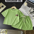 Summer kids' waffle knit short sleeve set: boys' casual activewear, girls' loose-fit t-shirt, wholesale baby clothes