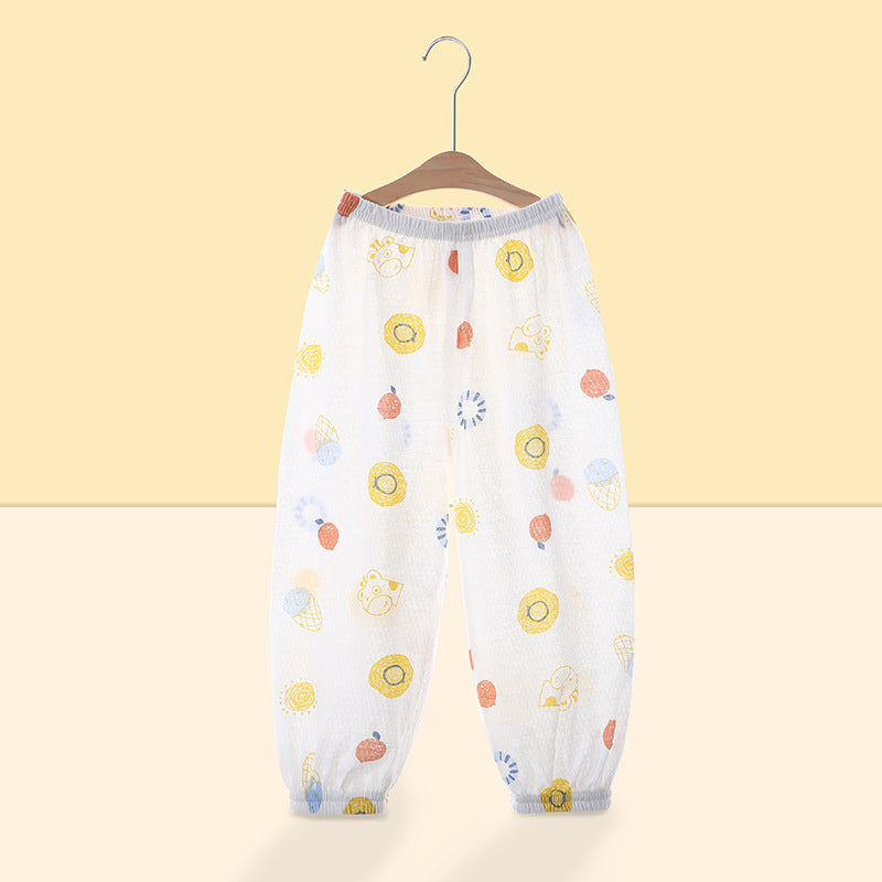 Baby pants summer thin pure cotton children's mosquito pants boys girls bloomers baby long pants sleep pants mesh