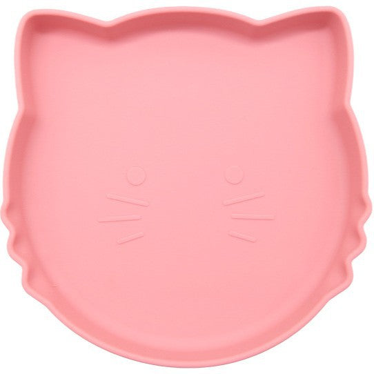 Food grade silicone children's dinner plate, infant complementary food grid dinner plate, cartoon cat easy to clean children's tableware