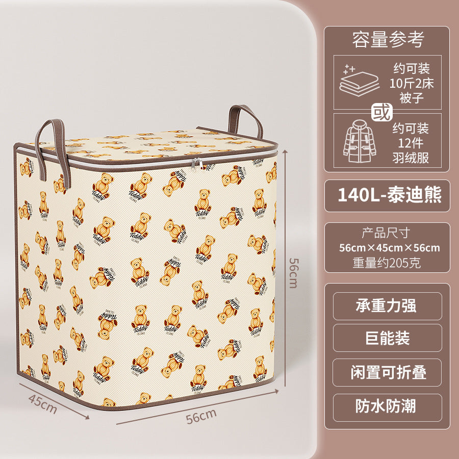 New teddy bear storage bag - collapsible fabric organizer for clothes, quilts, and toys - closet storage box