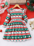 Girls' dress for toddlers and young children, all-over print long sleeve dress